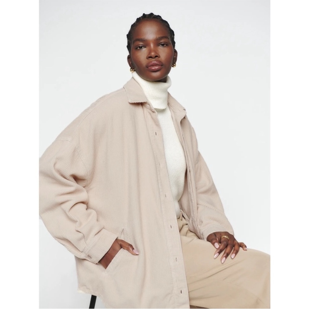 Reformation Layne Corduroy Jacket in Cement Size M